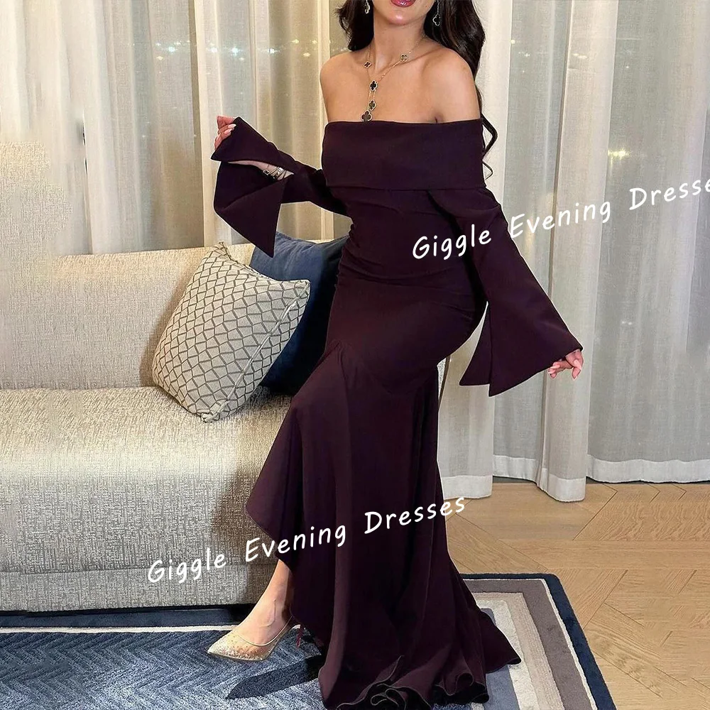 Off-Shoulder Crepe Close-Fitting Mermaid Prom Pretty Gown Saudi Arab Floor-Length Elegant Fashion Ladies Evening Dresses 2024