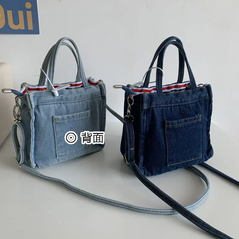 Tas Denim Tas Wanita Tas Bahu Lembut Kasual Kanvas Dompet Tas Tangan Gaya Jalanan Tas Anak Perempuan