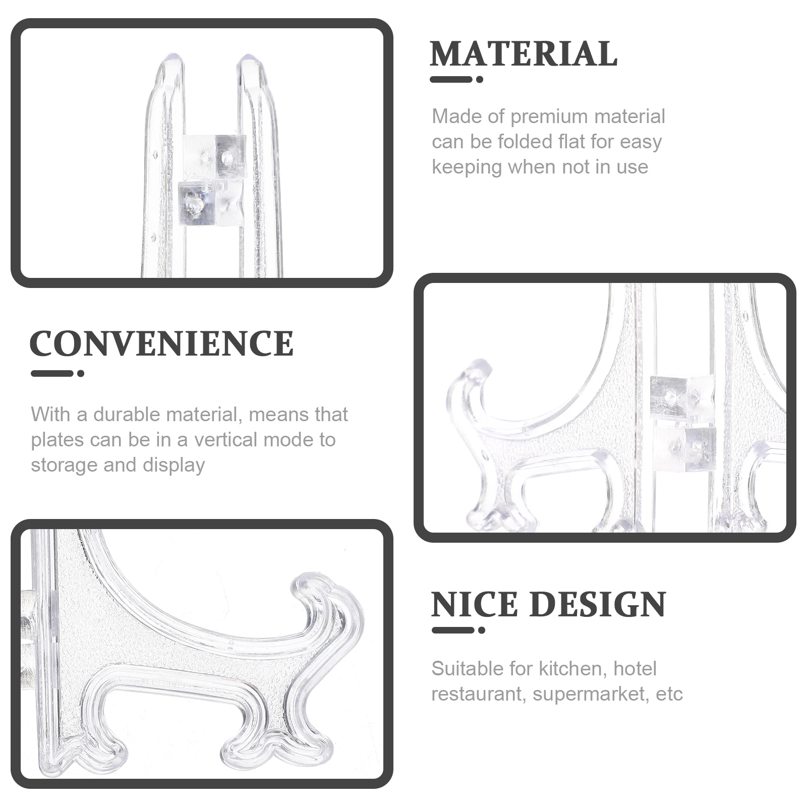 

12pcs Clear Plastic Transparent Easel Stands Plate Display Rack For Home Kitchen Storage Dish Holder Stand Home Decor