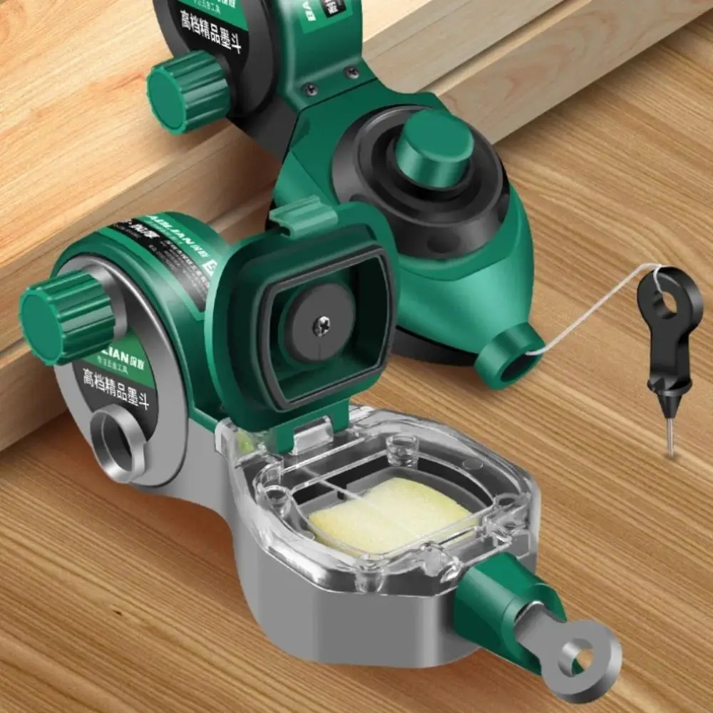 Durable Ground Marking Scriber Draw Line Easy Use Construction Ink Fountain Green Hand-Operated Woodworking Ink Fountain