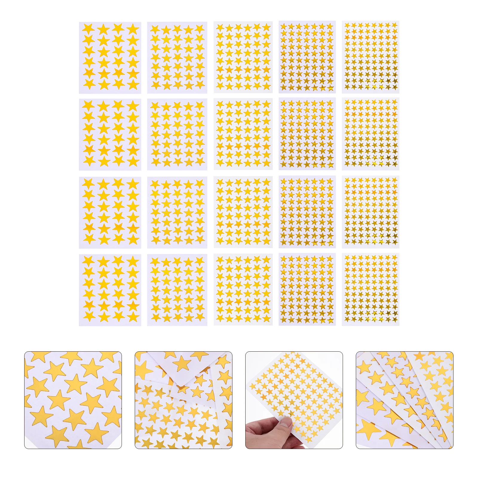 

50 Sheets Gold Star Stickers Reward Self-Adhesive Removable Star Decals for Classroom School Craft Decoration