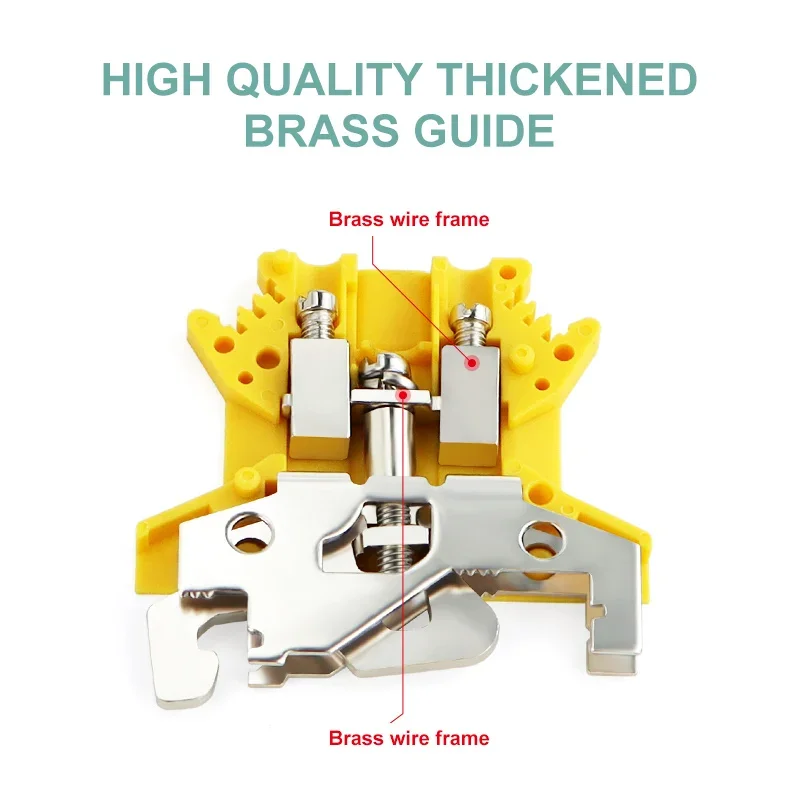 USLKG-2.5 Terminal Blocks Two-color Ground Wire Connector UK /3/5/6/10N 34A-101A 800V Track  Copper Conductor Electronic Wiring