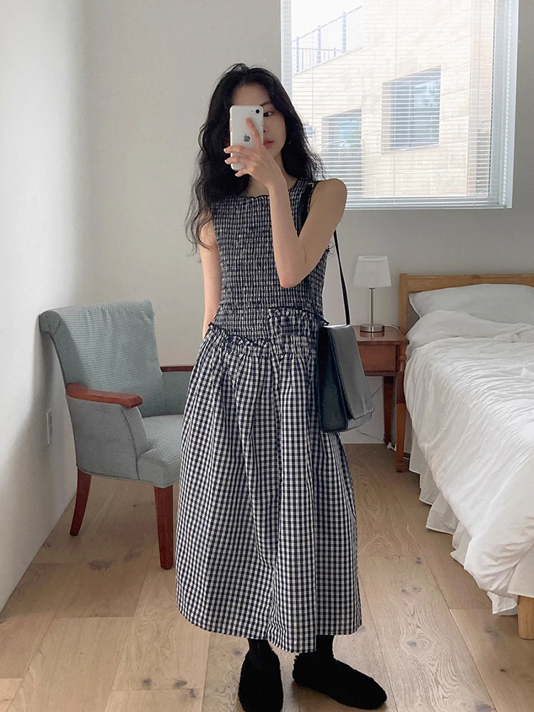 Été nouveau gilet à carreaux pour femmes Dr Wood ain taille haute longue Dr coréen Sle trajet No Sve autre matériau