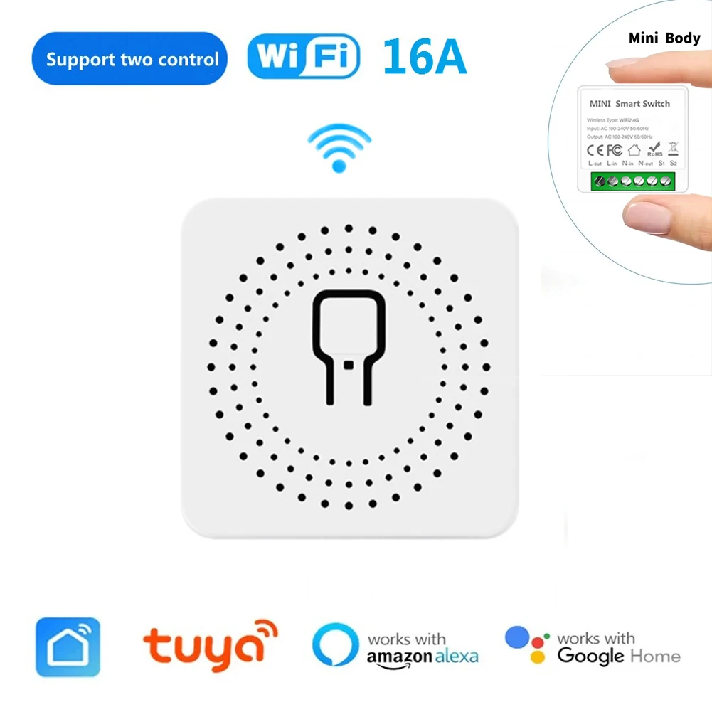 16A WLAN Smart Schalter DIY Kompatibel mit Tuya Smart Life APP Smart Home Alexa Yandex Alice Mini Schalter Zweiwege-Sprachsteuerung