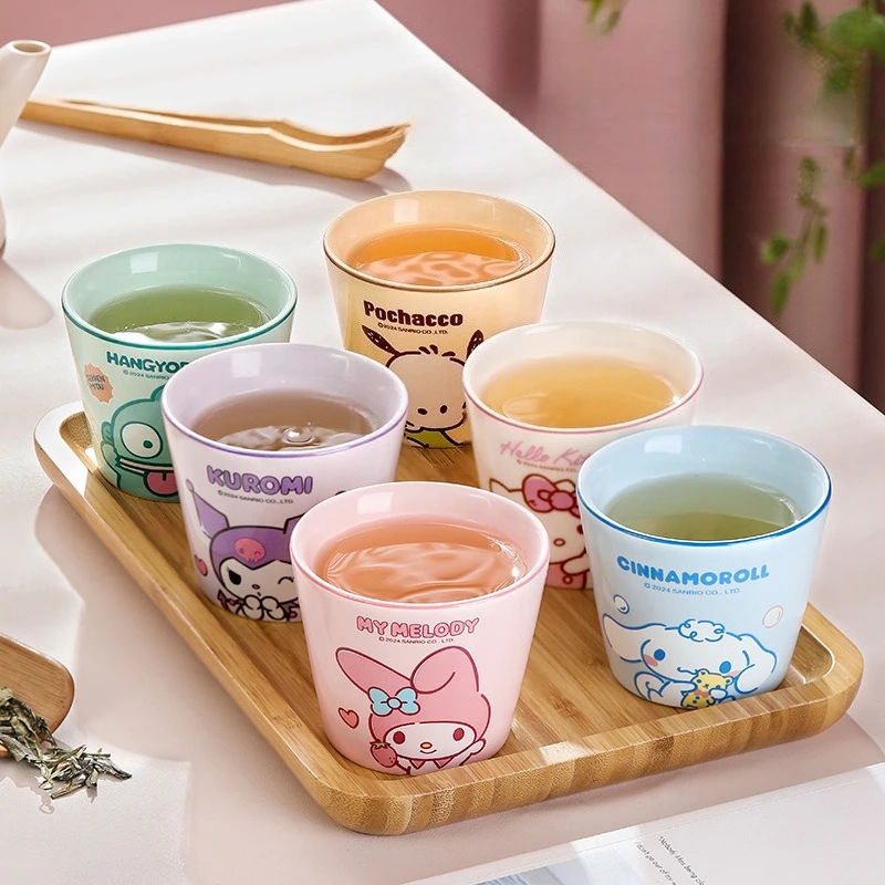 

New Kawaii Sanrio Hello Kitty Cinnamoroll Cute 220ML Ceramic Cup Home Ornament Coffee Cup High Aesthetic Value Children's Gift