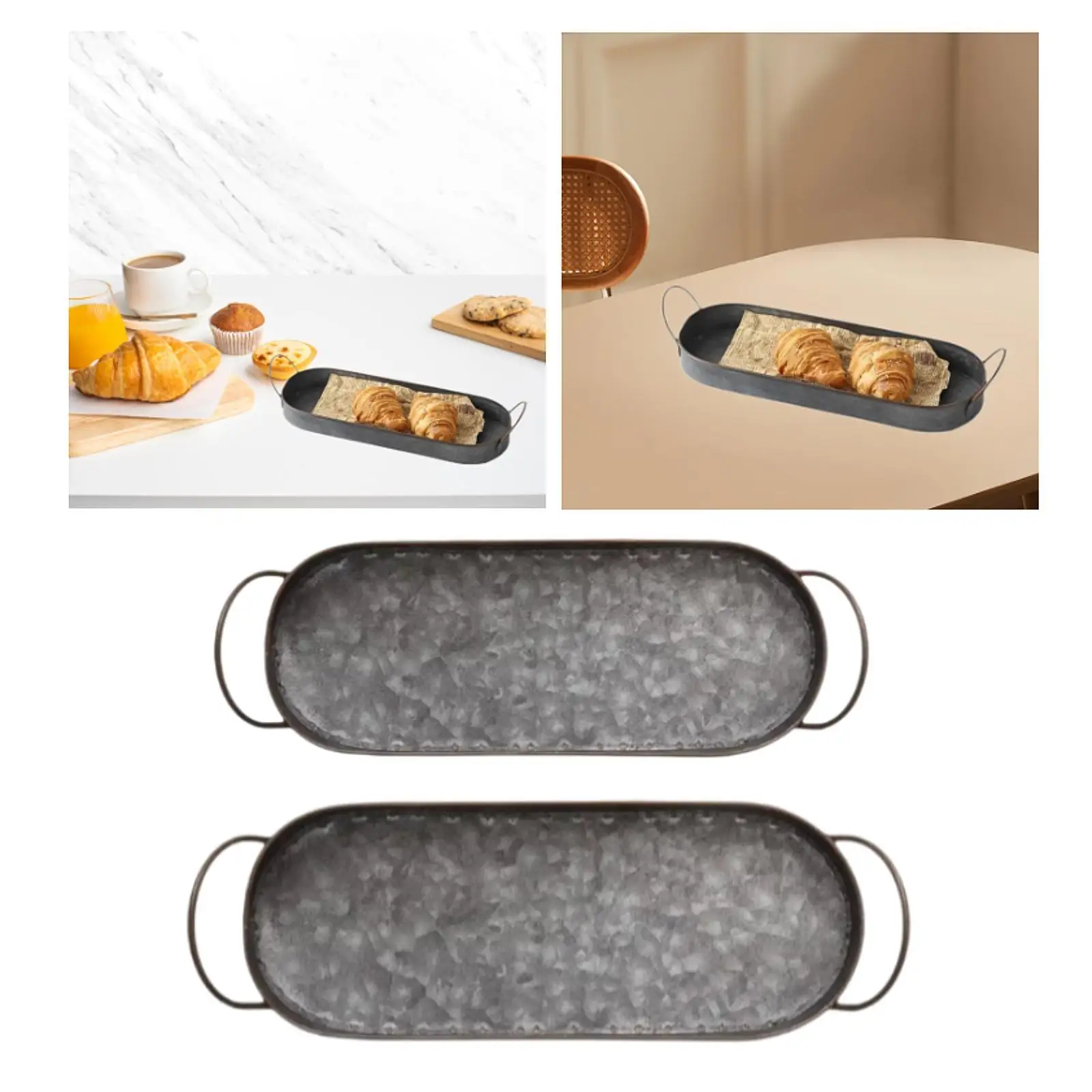 Breakfast Tray Pallet Decorative Jewelry Vanity Tray Countertop Centerpiece with Handles Dish Home Decor Multipurpose Platter