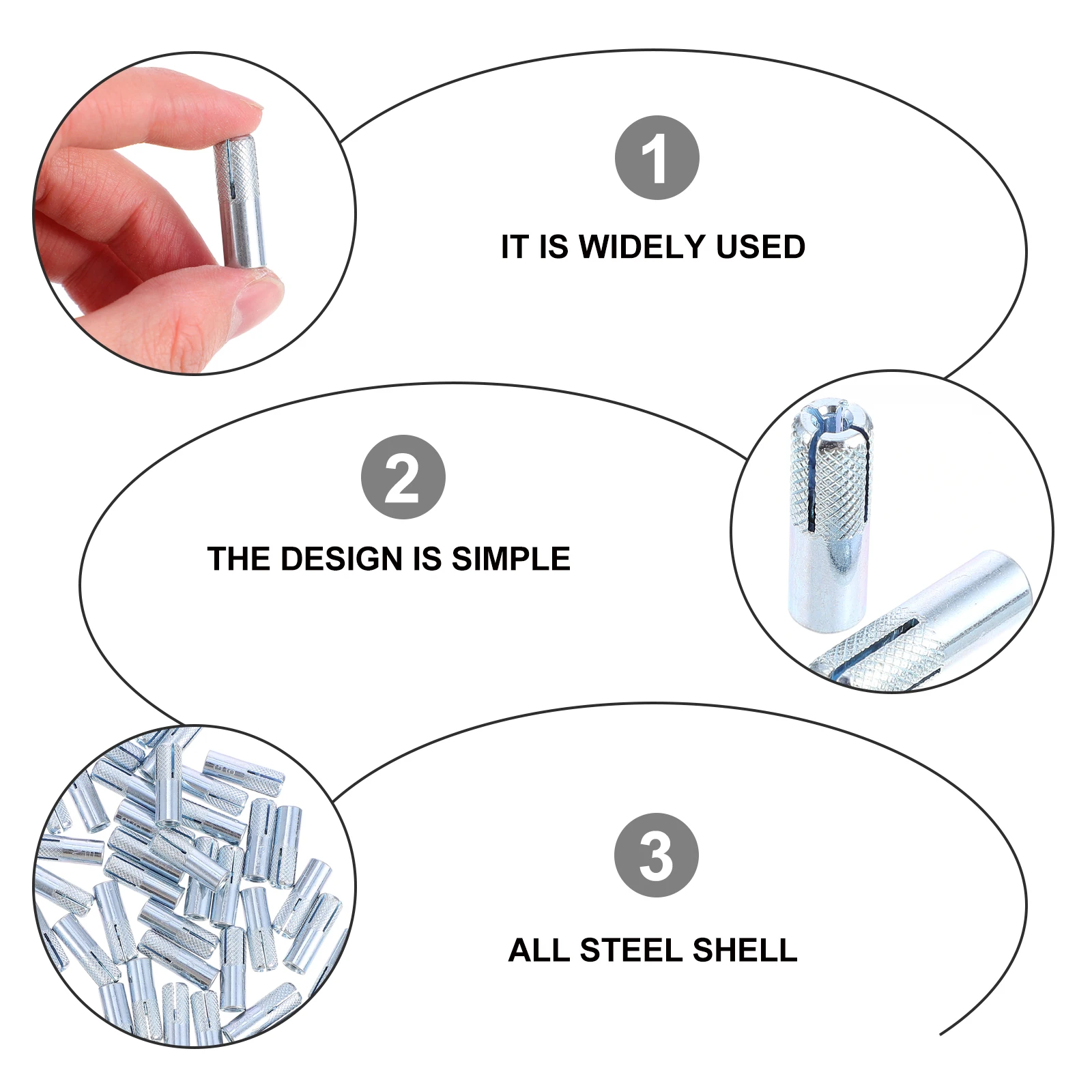 

50 Pcs Wall Expansion Anchors Carbon Steel Drop In Assisted Pegs Concrete Screws Secure Hold Masonry Fasteners