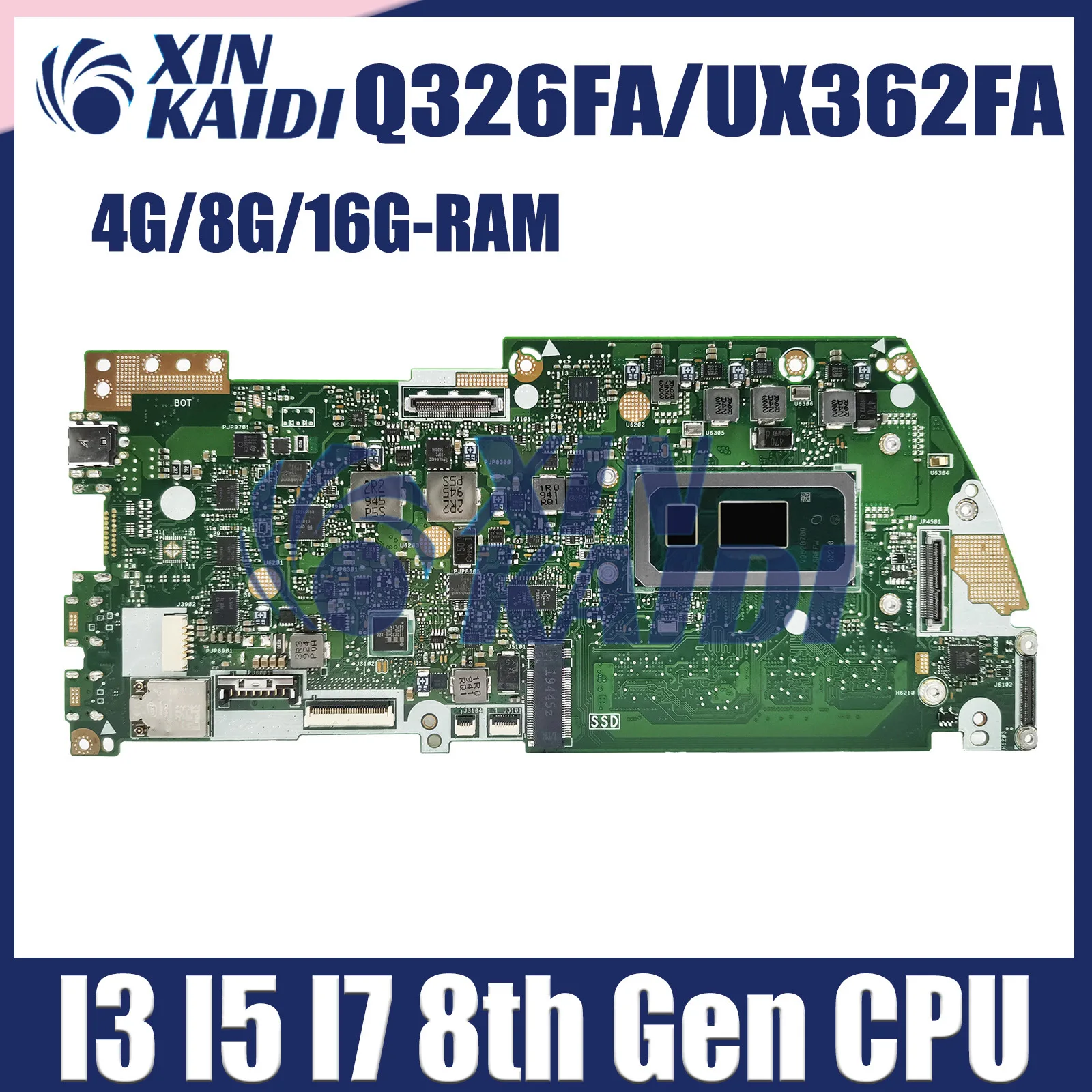 

Q326FA Mainboard For ASUS Q326 Q326F UX362F UX362FA Laptop Motherboard with CPU i3 i5 i7 8th Gen 4GB 8GB 16GB RAM