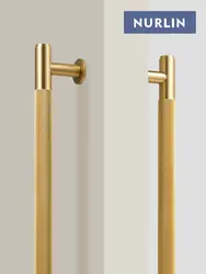 Nurlin Brass Door Double Single Sided Knurled Pull Bar Wood Gate Glass Door Shower Room Kitchen Appliance Matt Gold Black Bronze