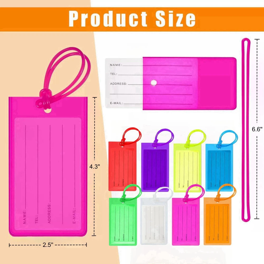 Soft PVC Transparent Cute Luggage Tag Suitcase Luggage Label Card Travel Luggage Tag Bag Tags Id Card Holder Travel Accessories