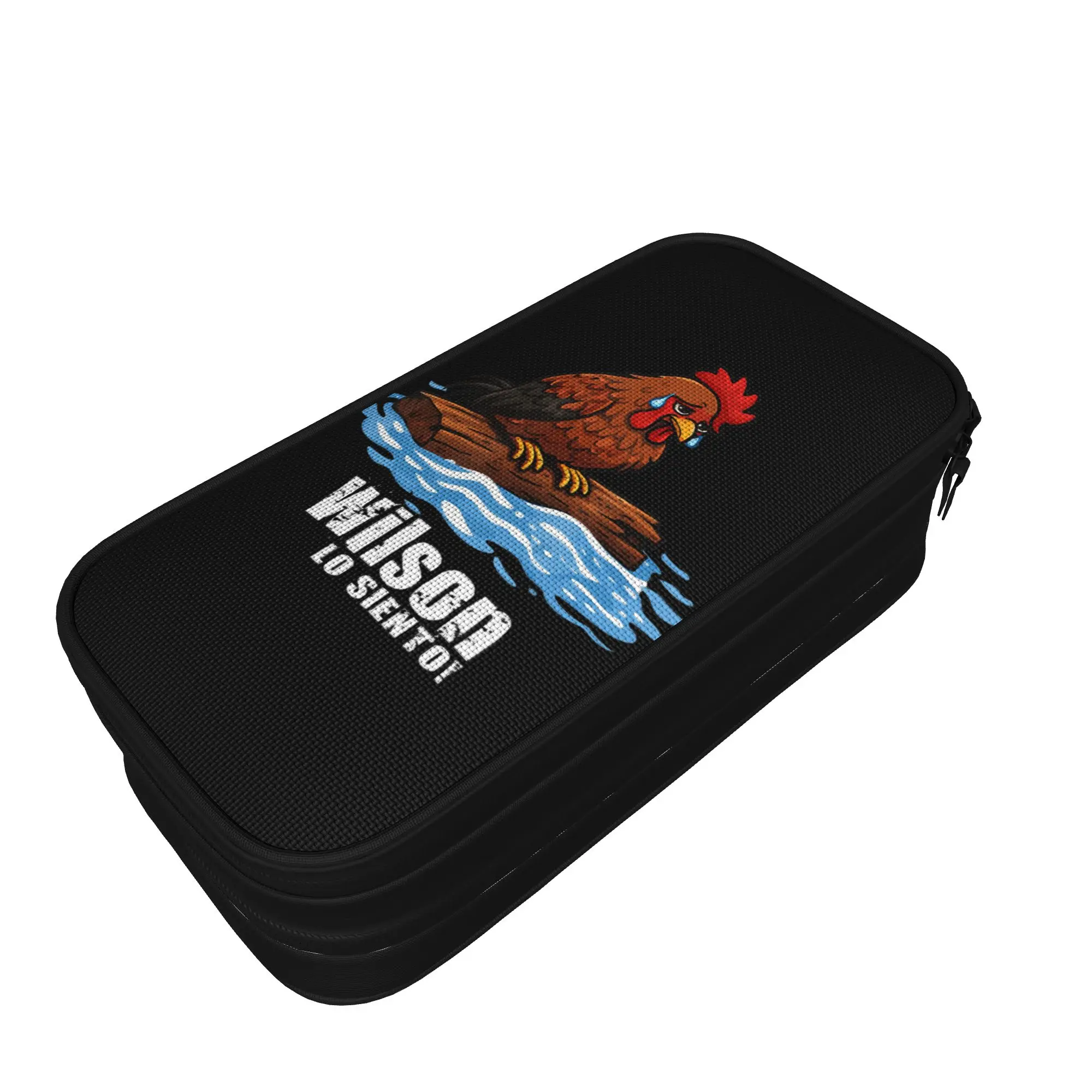 Wilson-Lo-Siento Chicken Meme Pencil Cases Funny Rooster Humor Pen Box Bag Student Large Storage School Pencil Box Stationery