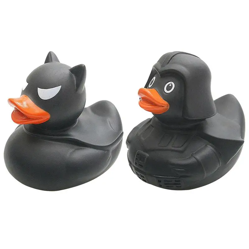 Black Rubber Duck Funny Mini Ducks Kids Bath Toys Halloween Ducks Bath Tub Pool Toys for Birthday Showers Supplies