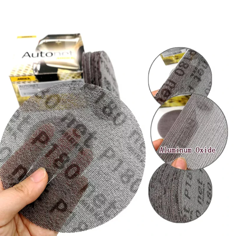 50Pcs 150mm 6 Inch Abrasive Mesh Sanding Discs Aluminum Oxide Sandpaper Dust-Free Anti-Clogging for Car Body Auto Sanding