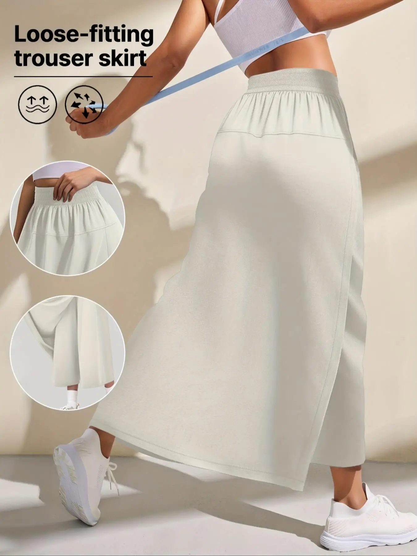 Women's High-Waisted Midi Skirt, Loose Flowy Design, Perfect for Daily Wear & Active Lifestyle, Elegant Plain Pattern