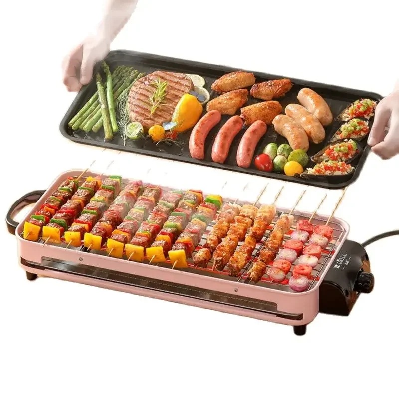 

*Household Barbecue Grill Indoor Smoke-Free Electric Baking Pan Barbecue Grill Multifunctional Electric Roaster Pan