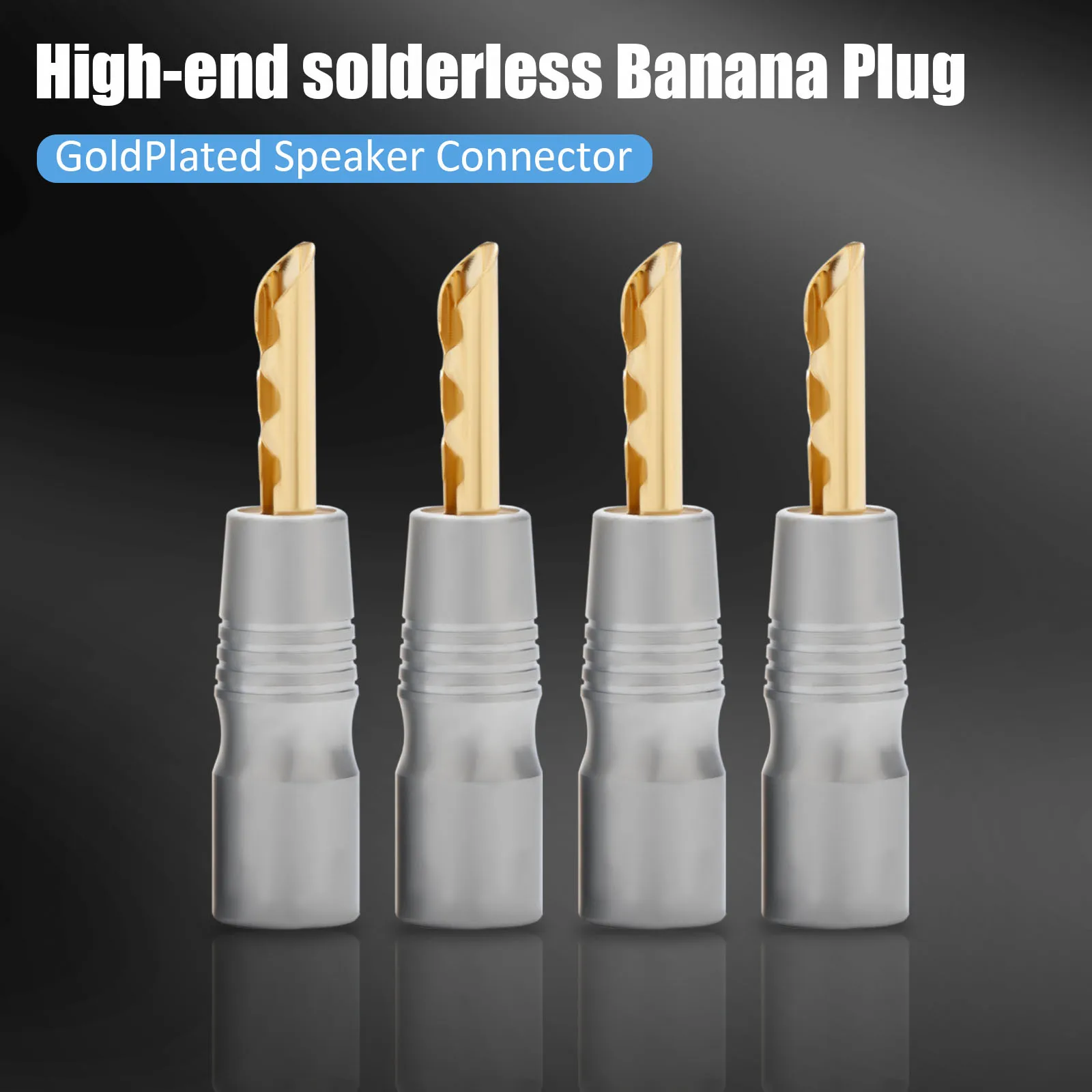 

BA1487 HiFi Audio Banana Connector Gold-plated Z-shaped Banana Male Plug High-end Solderless Connector for DIY Speaker Cables