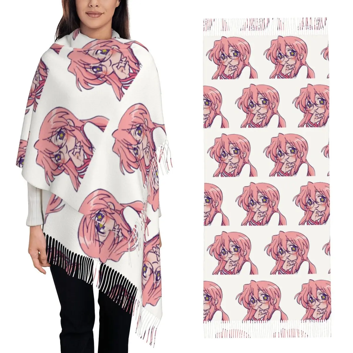 الباستيل النجوم العينين تاكارا ميوكي لاكي ستار وشاح شرابة الأوشحة للنساء شالات دافئة ويلتف كبير الخريف الشتاء شال التفاف
