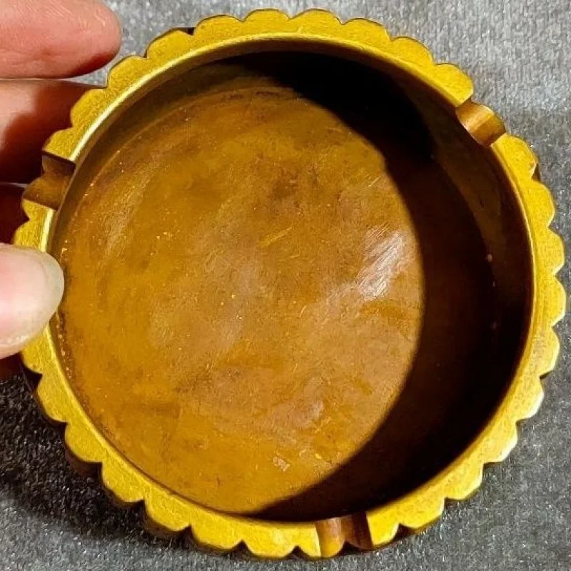 Antique Bamboo Ashtray Ornament, Creative and Exquisitely Crafted , Symbolizing Continuous Progress, Old Brass Smokin