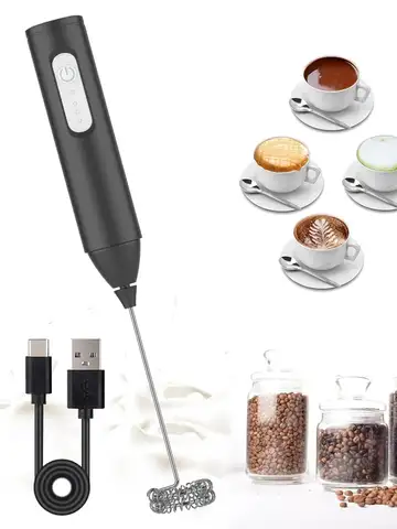 MINI Milk Frother USB Rechargeable 3 Speeds Foam Maker Coffee Whisk Mixer Electric Handle Blender Egg Beater