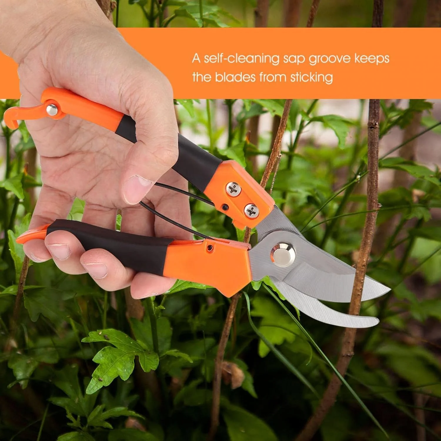 

Gardening Hand Pruner Pruning Shear with Straight Stainless Steel Blades Bypass Pruners Tools for Usin