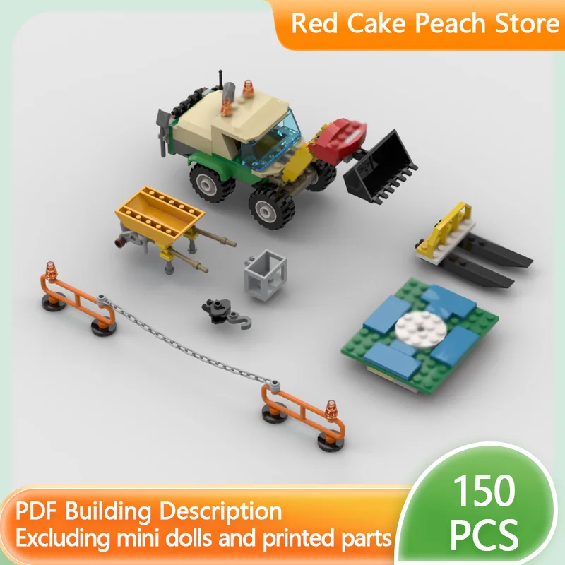 

Модель городской автомобиль MOC, строительные кирпичи, погрузчик с оборудованием для строительной площадки, модульная технология, детские подарки, сборка игрушек, костюм