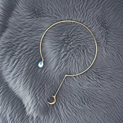 Neue minimalistische Mond-Wassertropfen-Anhänger-Halskette, minimalistischer Anhänger-Kragen aus Goldlegierung, Damen-Party-Schmuck, kostenloser Versand ﻿