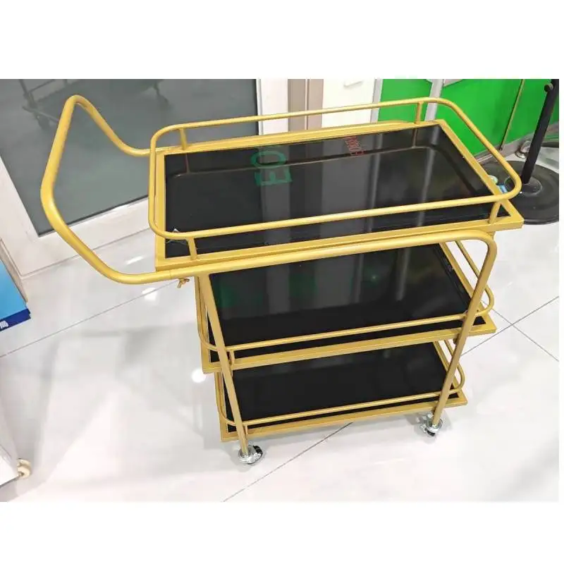 

Serving Rack Dining Cart Trolley Commercial Restaurant Mobile Nordic Hotel Wine Truck Birthday Trolley Gold Iron Art Furniture