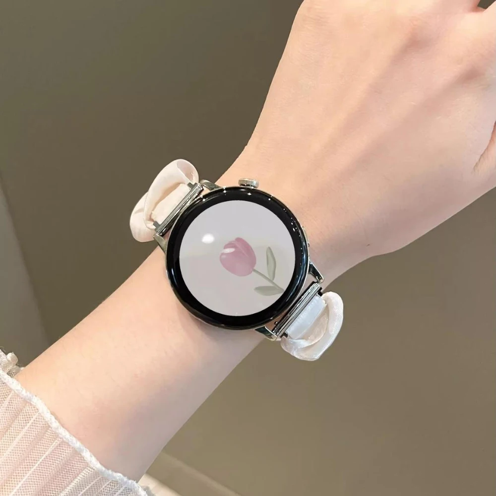 18mm 20mm 22mm Scrunchie Elastic Band for Galaxy Watch 7 6 5 40mm 44mm 6Classic 43mm 47 Women Strap for Huawei GT5 Pro 42mm 46mm