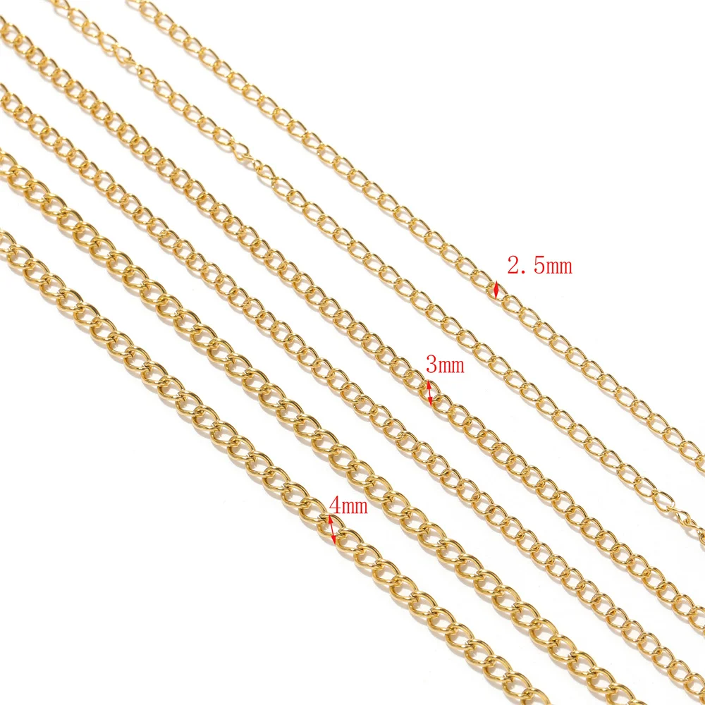 5m Stainless Steel Adjustment Extension Tail Chain Bulk GoldNecklace Extender Width 2.5 3 4mm Chains for DIY Jewelry Making