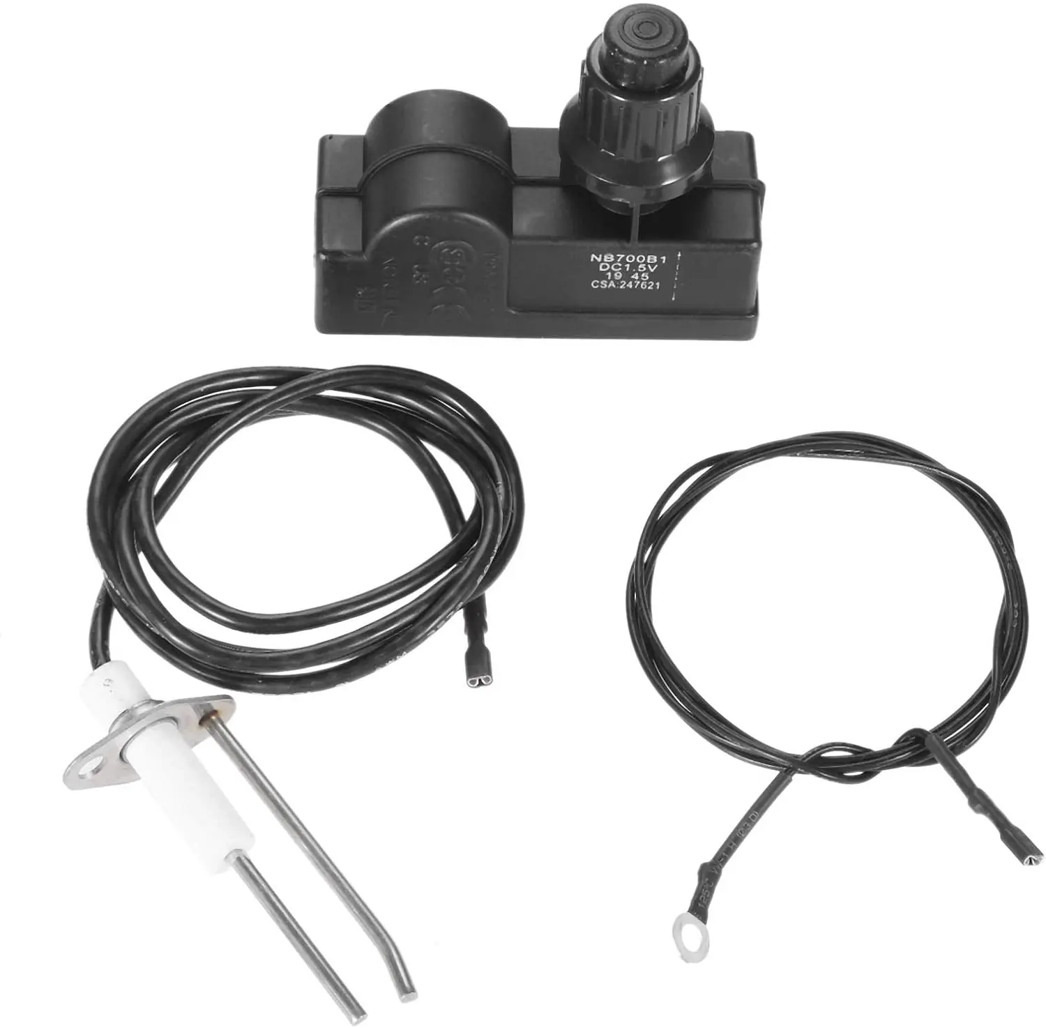 36 Inches Push Button Ignition Assembly Kit with 2 Outlet and Ground Wire for Fire Pit Gas Burner System AAA Battery Type