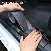 SEAMETAL 3D Carbon Fiber Car Threshold Protective Film Anti Scratch Waterproof Car Stickers for Auto Door Sill Edge Protection