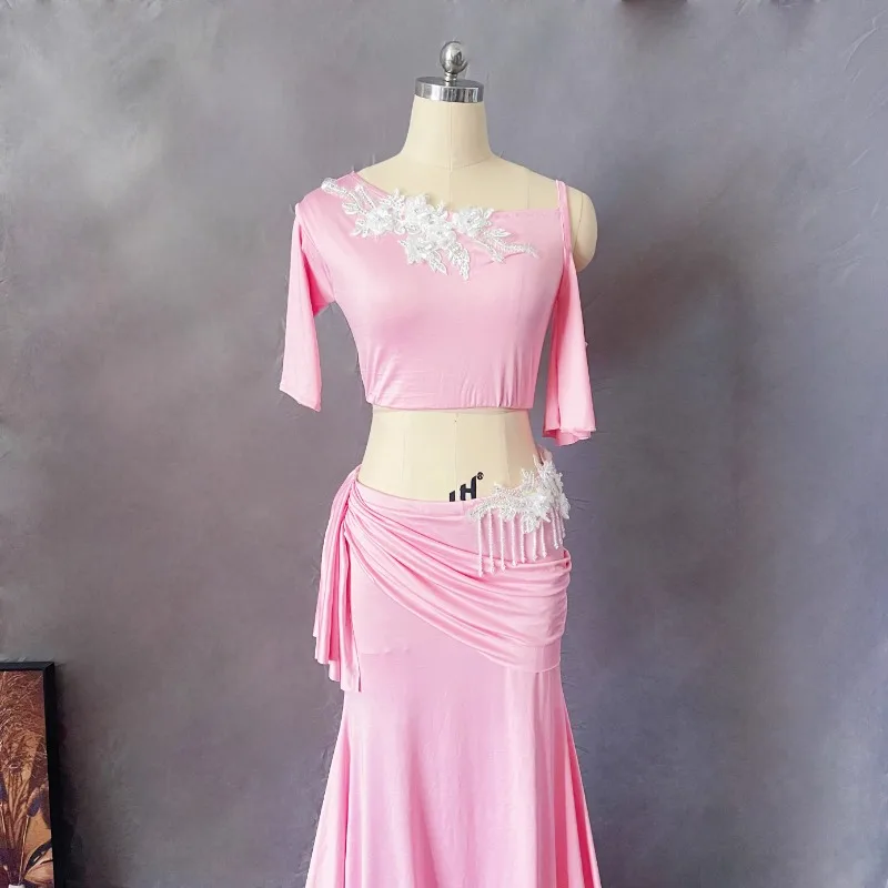 زي الرقص الشرقي المخصص، ملابس الممارسة الشرقية، ملابس الأداء الجماعي للمبتدئين، مجموعة تنورة ذيل السمكة المخصصة