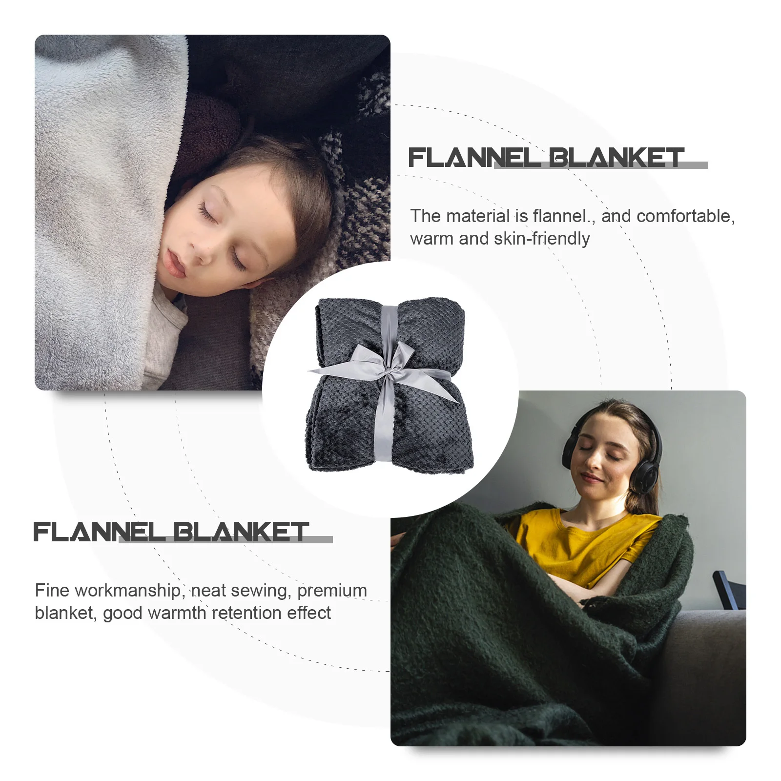 

Soft Flannel Blanket for Sofa Bed Car Use -Sided Comfort Blanket Ideal for Air-Conditioned Rooms and Outdoor Naps