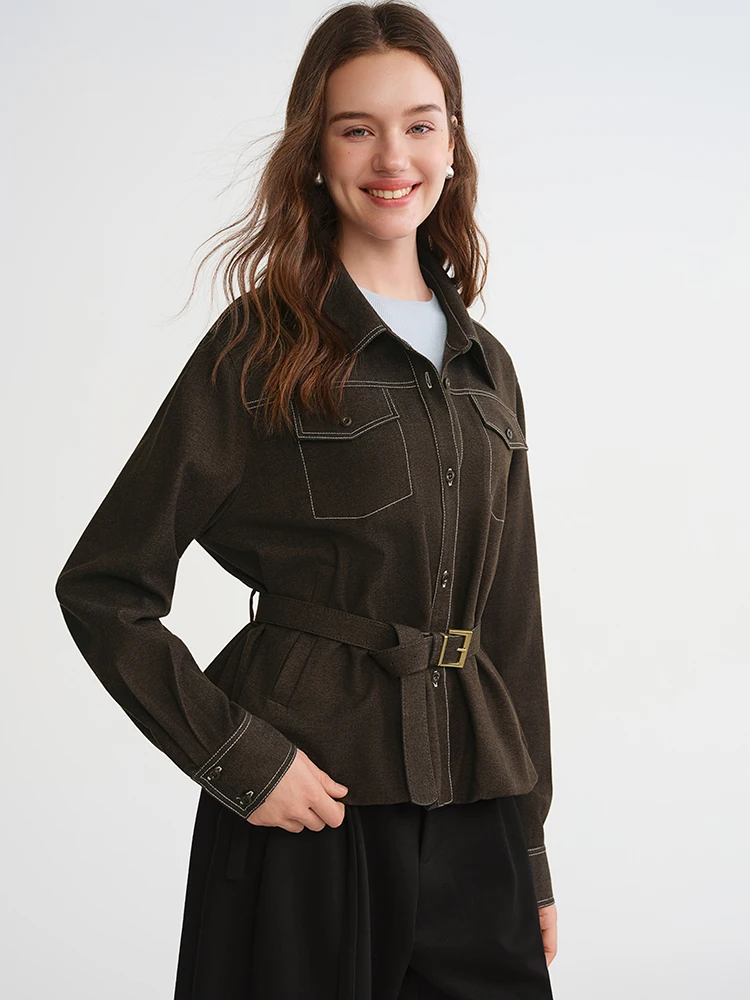 

Pastoral Sle Large Size Women's irt Spring Autumn Winter Loose Fit Button up Collar Long Sve Casual Faion Top