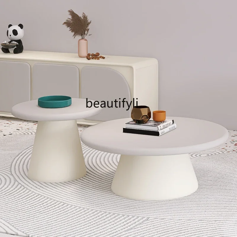 

new yj Nordic Living Room Solid Wood Small Coffee Table round Modern Minimalist Creative Sofa Corner Table Bedside Table Side Ta