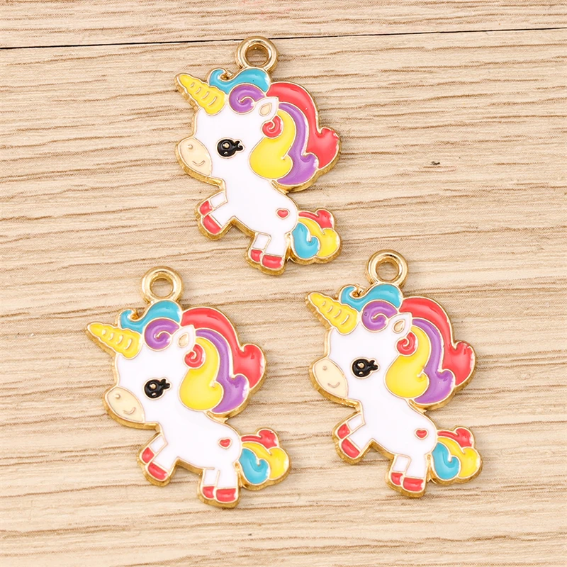 10 Stück Cartoon Tier Charms Emaille Pferd Charms für Schmuckherstellung Ohrringe Anhänger Halsketten Armbänder DIY Bastelzubehör – Detail 5