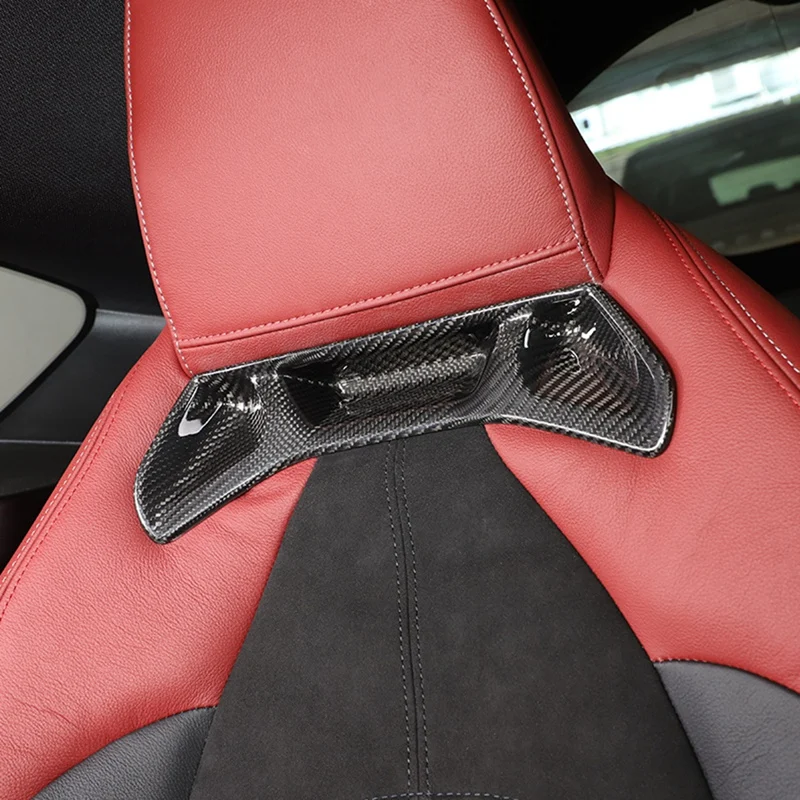 Carbon Fiber Black Car Seat Backrest Cover Trim Stickers For Toyota Supra GR A90 A91 MK5 2019-2022 Accessories