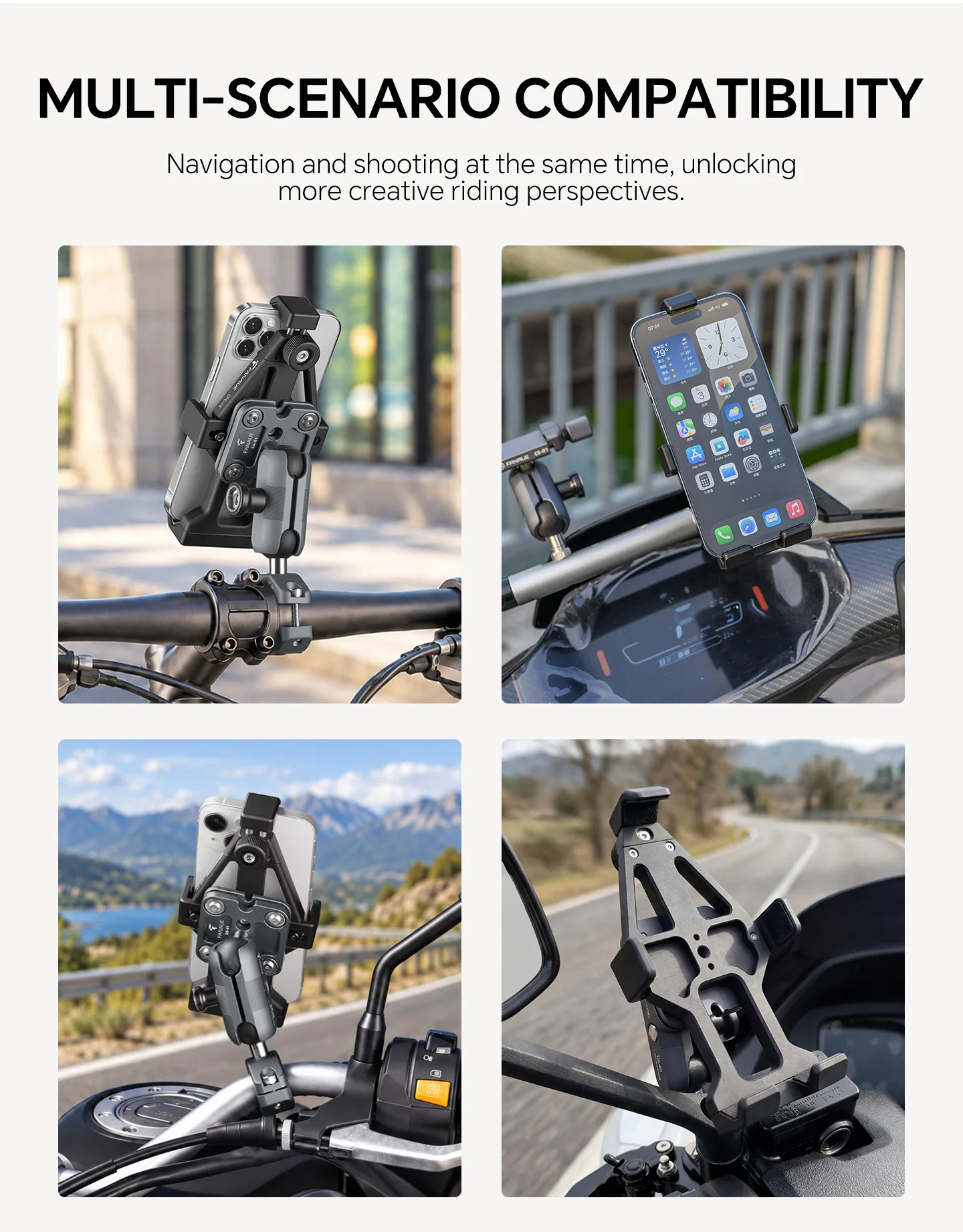 FANAUE Motorrad- und E-Bike-Handyhalterung mit Stoßdämpfung und Anti-Shake-Funktion für Fahrrad-Navigation – Detail 7