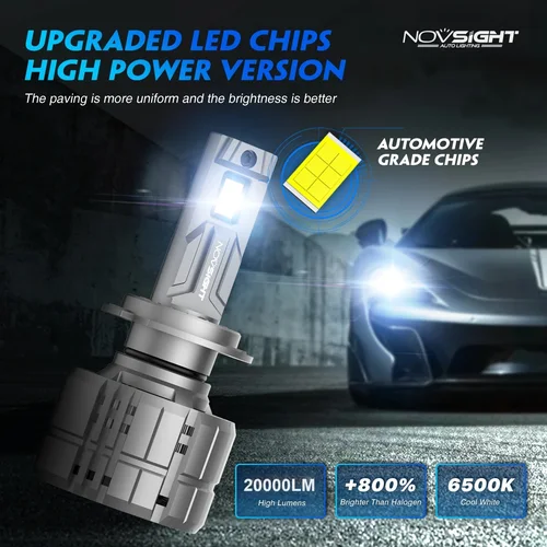 Imagen 2 del producto NOVSIGHT N60 200W 20000LM Super brillante H7 LED Canbus H4 H11 H8 H9 9005 HB3 9006 HB4 H13 9012 lámpara de coche 6500K bombillas de faros de coche