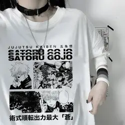 Jujutsu Kaisen Anime T-shirt Satoru Gojo Print Plus Size T Shirt Harajuku Mężczyźni Kobiety Estetyczne Przeważające Wygodne Tshirty