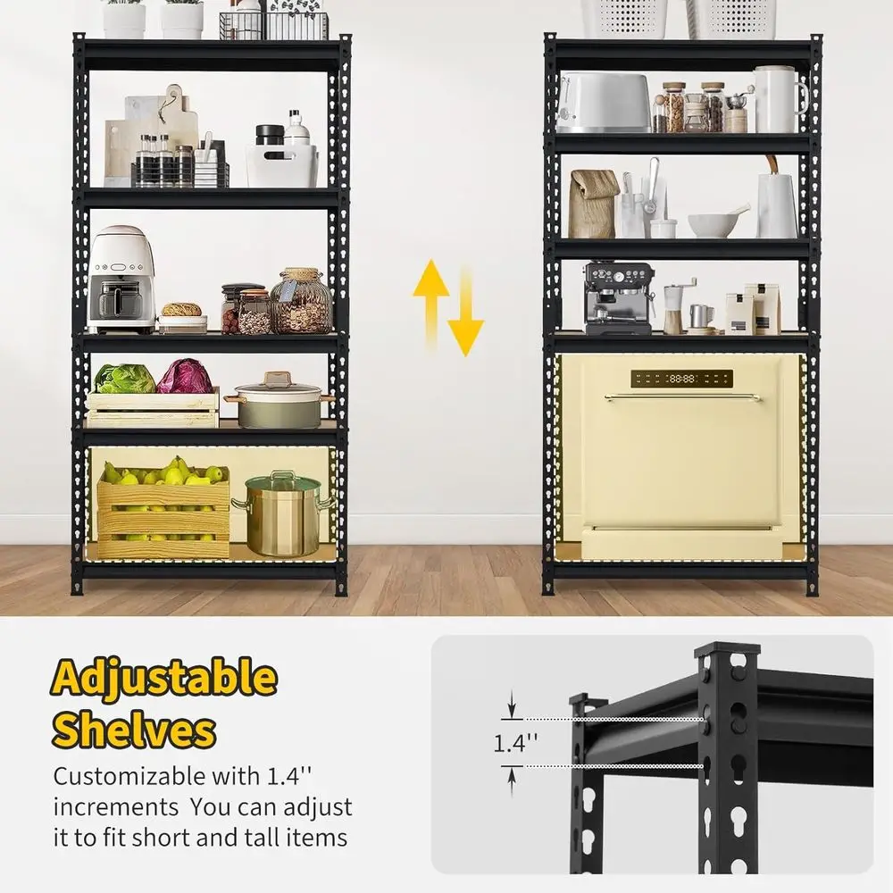 Sturdy 36x18x72 Metal Garage Shelving, Adjustable Height, Rust-Proof Storage Rack for Workshops & Basements, Easy to Assemble