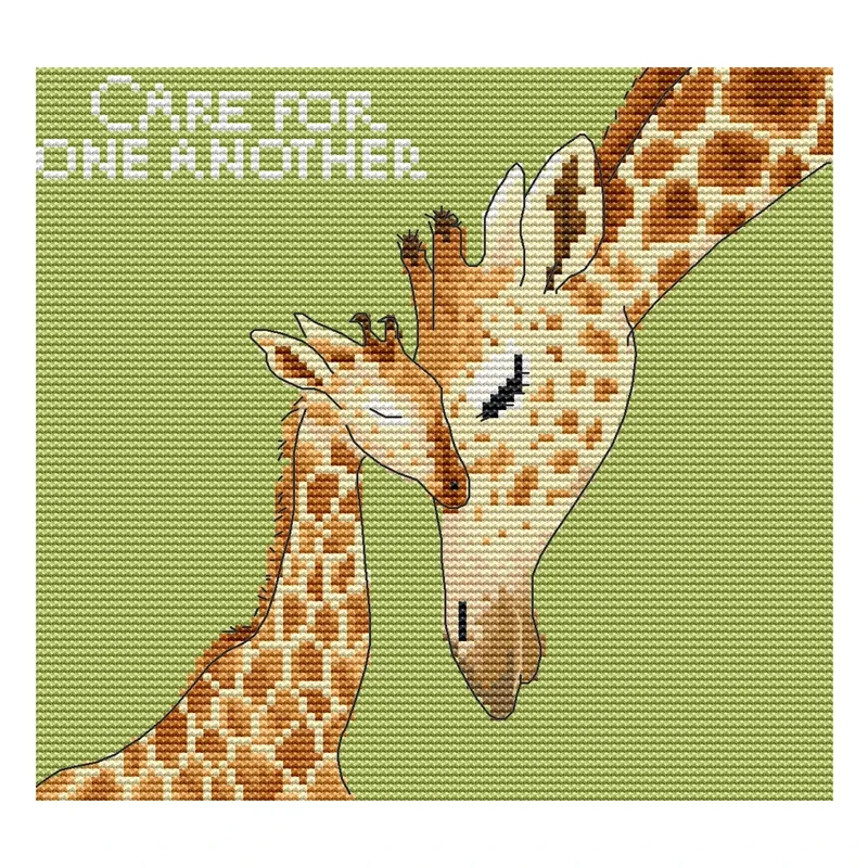 Joy Sunday Cross Stitch Kit Giraffe Maternal Love 11CT 14CT Printed Fabric Animal Cross Stitch Kits Embroidery Kit Needlework