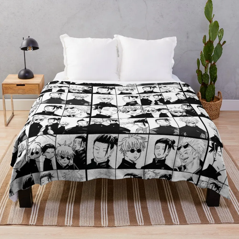 

geto x gojo collage- manga panel Throw Blanket Thermal Thermals For Travel Stuffeds Blankets