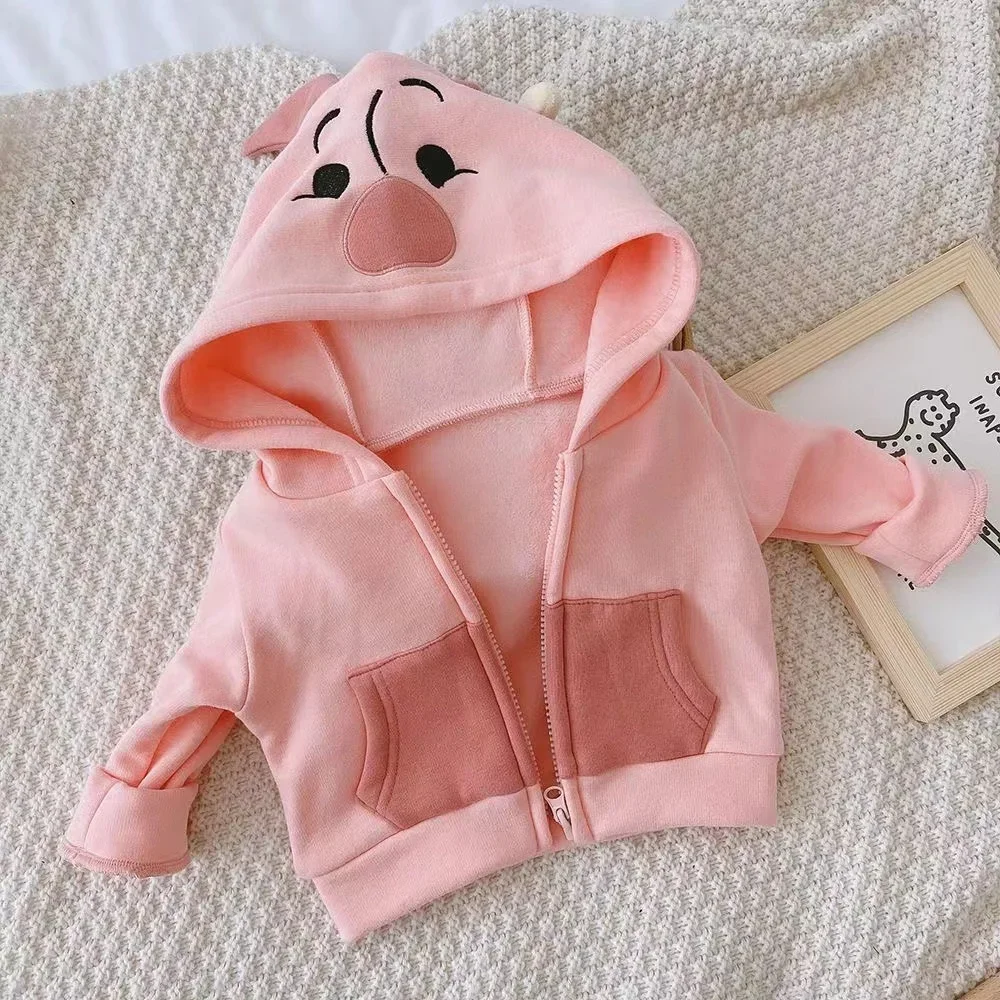 Autumn Winter Baby Boys Girl Zipper Jacket Kid Warm Coat Thick Parka Children Clothing Cartoon Winnie Pooh Outerwear Pajama Tops