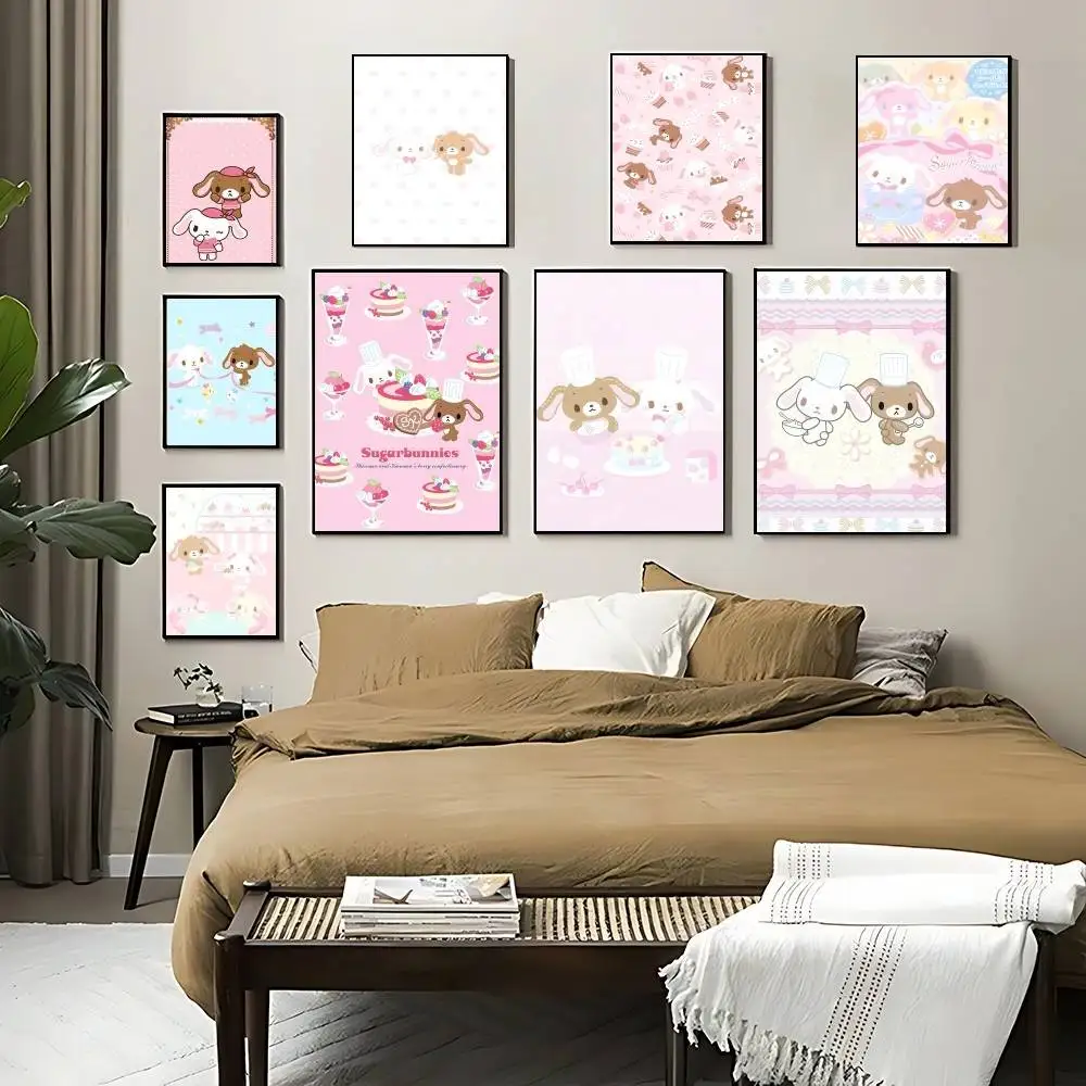 Kawaii S-Sugar B-Bunnies Posterdruck, Leinwandbilder für Zuhause, für Wohnzimmer und Schlafzimmer, Wanddekoration, moderne Dekoration, rahmenloses Gemälde