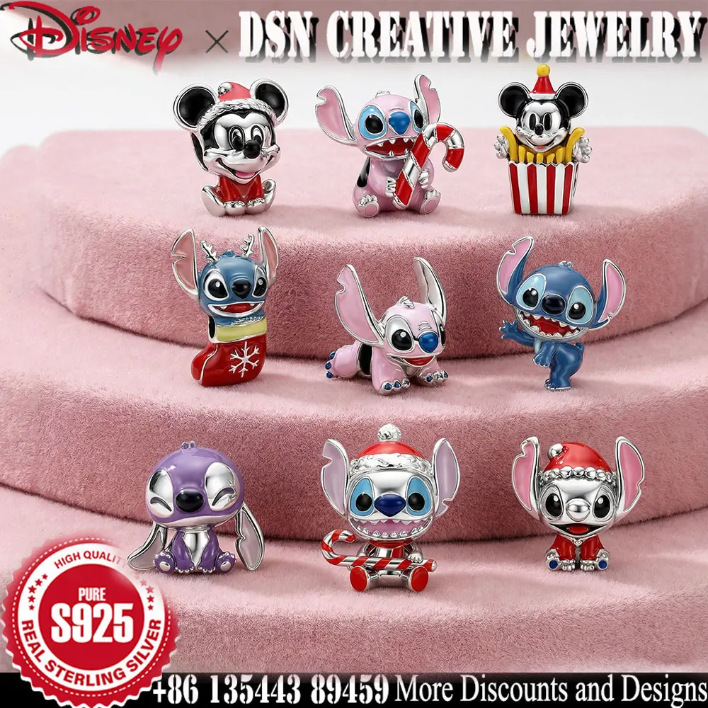 

Рождественские шармы DSN, эмалевые бусины Disney Stitch, милые мультяшные шармы, подходят для браслетов-цепочек Pan, ювелирные аксессуары