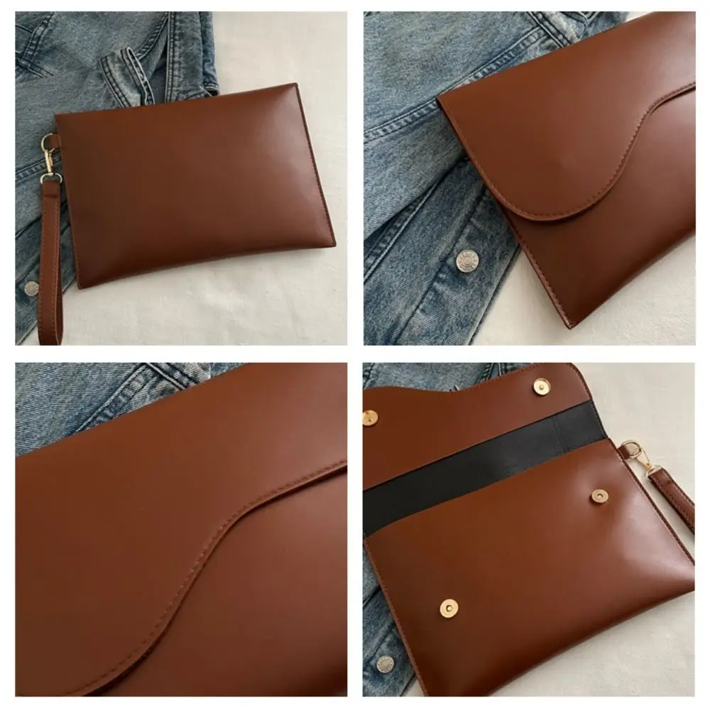 Borsa tote semplice per documenti in tinta unita Valigetta da ufficio in pelle PU Borsa da viaggio per documenti aziendali casual