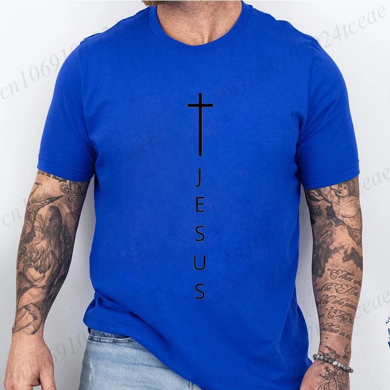 تي شيرت رجالي صيفي كاجوال عصري فضفاض كبير مطبوع عليه حروف متقاطعة وسيسيس تي شيرت رياضي برقبة دائرية وأكمام قصيرة #4