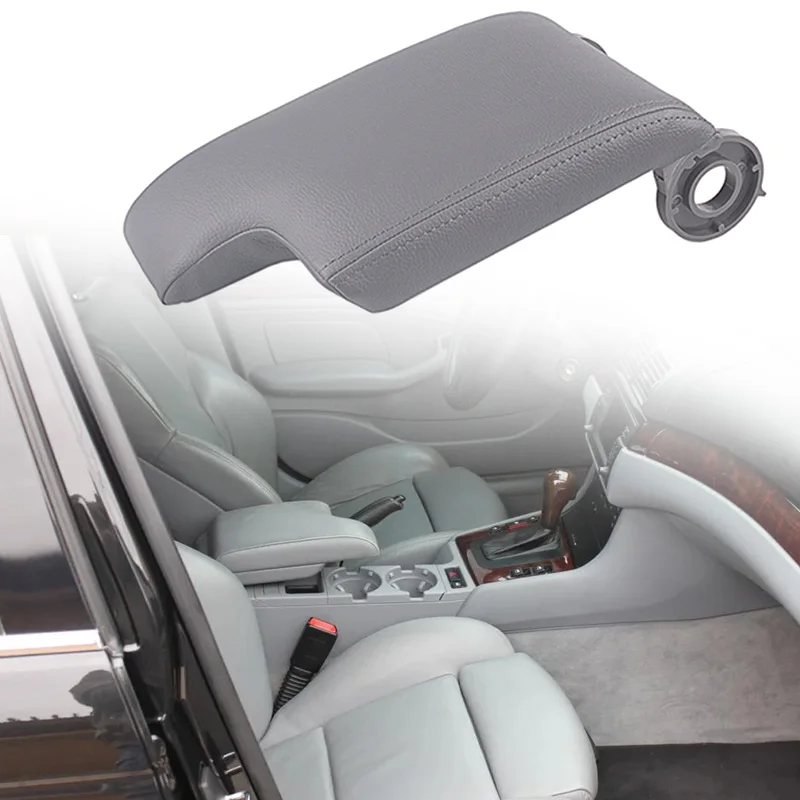 Car Center Console Armrest Cover Fit For BMW 3 Series E46 1998-2006 Genuine Leather Storage Box Lid Cap Car Interior Accessories