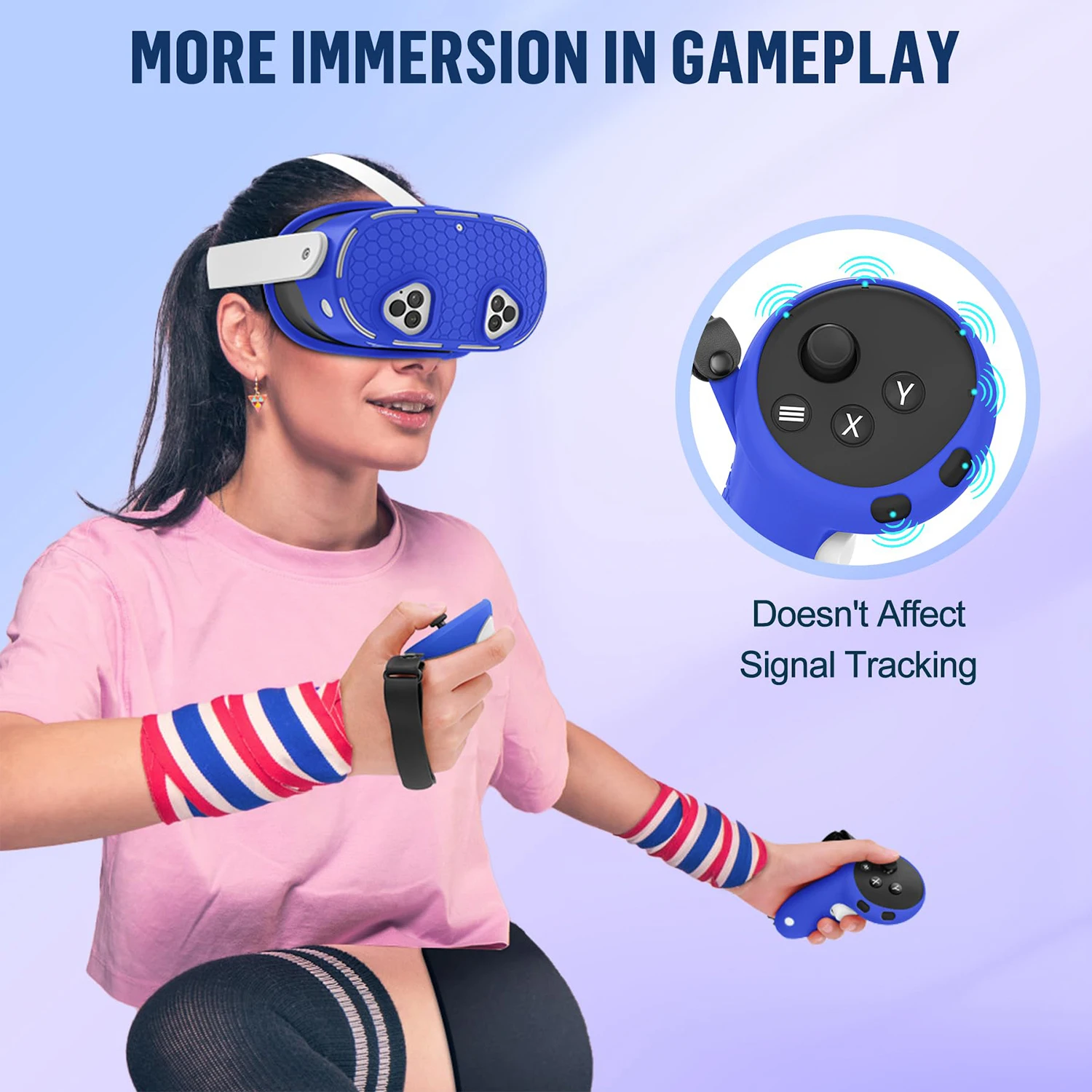 Silicone Protective Cover for Meta Quest 3S Accessories，VR Headset Controller Anti-Scratch Soft Shell Case For Oculus Quest 3S